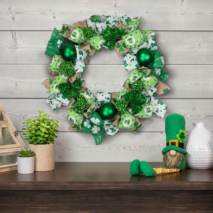 Ribbons and Shamrocks St. Patrick's Day Wreath  24-Inch  Unlit