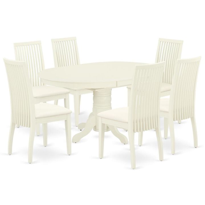 Dining Room Set Linen White, AVIP7-LWH-C