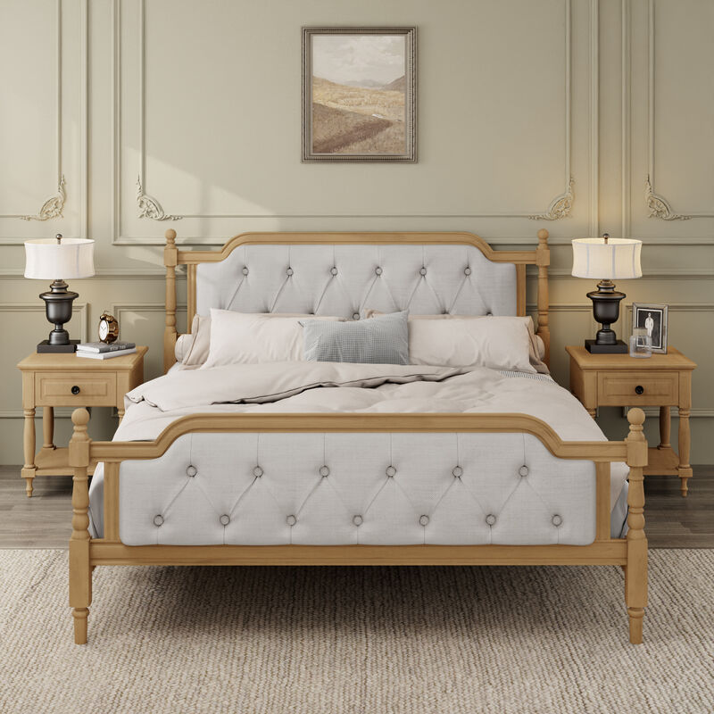 Merax Traditional Style Platform Bed Frame with Tufted Headboard