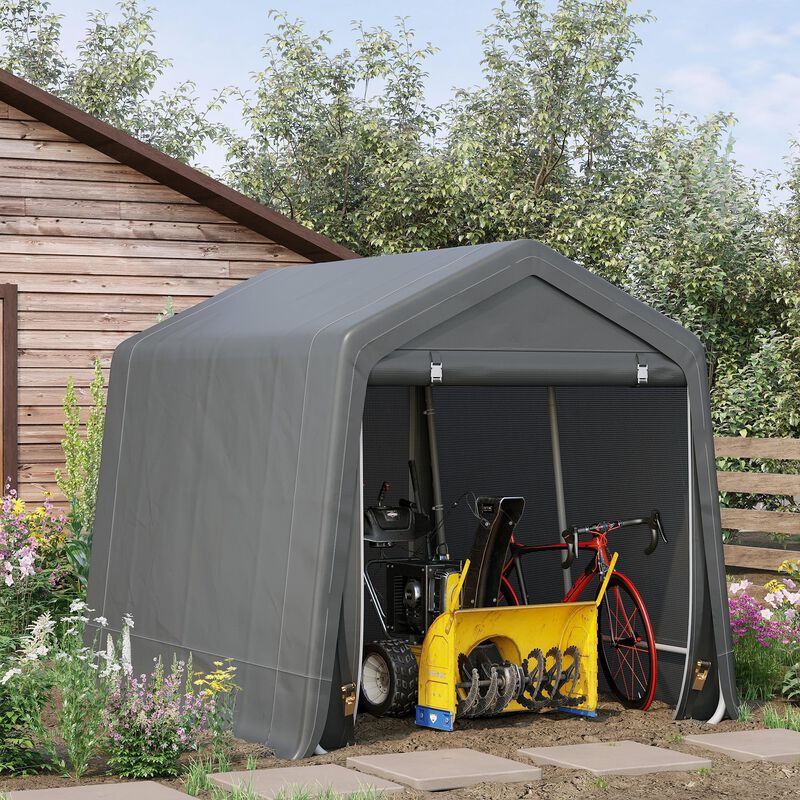 Dark Grey Storage: 9.2'x7.9' Garden Tent with Metal Frame
