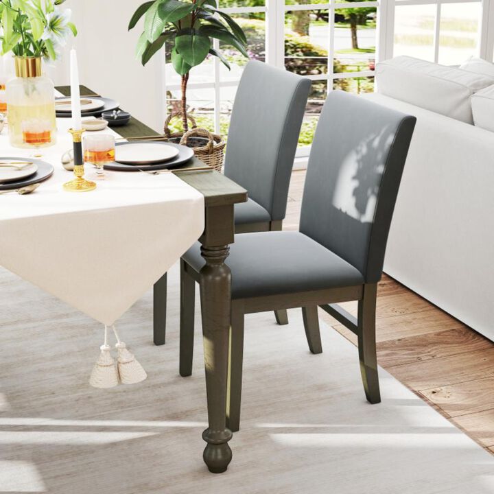 Hivvago Upholstered Dining Chairs Set of 2 with Rubber Wood Legs and High Back