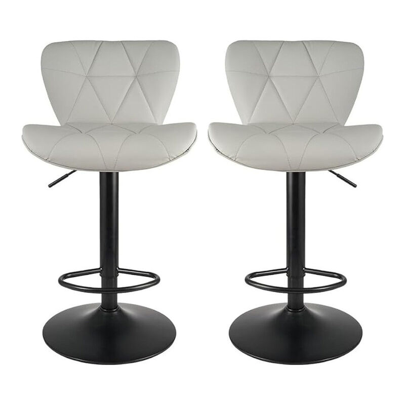 Faux Leather Swivel Bar Stools Set of 2, Adjustable Counter Height Kitchen Chairs, Iron Frame High Backrest 360&deg; Barstools for Kitchen Counter, Outdoor image number 0