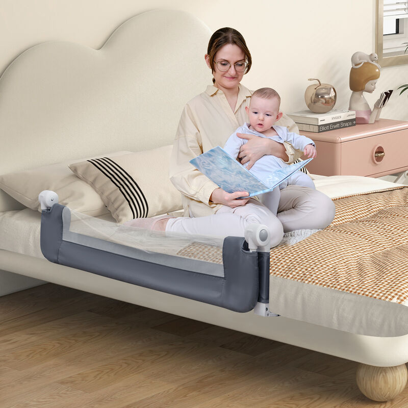 Baby Bed Guard Rail with Foldable Swing Down Design for Child Safety image number 3