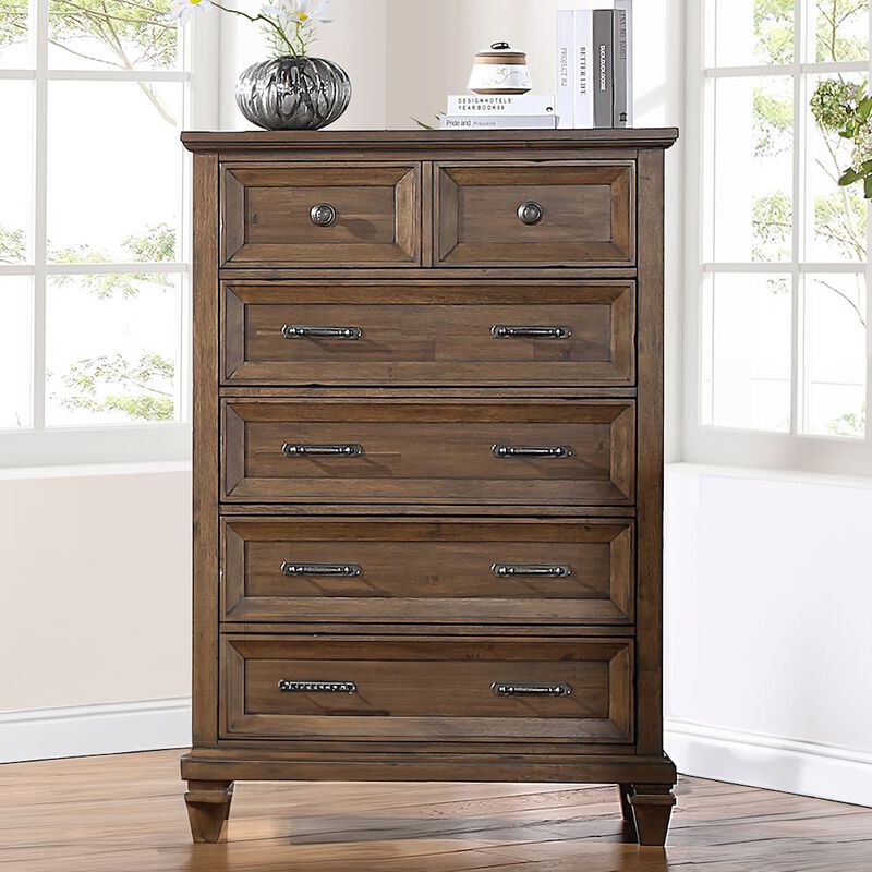 New Classic Furniture Mariana Wood 5-Drawer Chest, Vintage Mocha