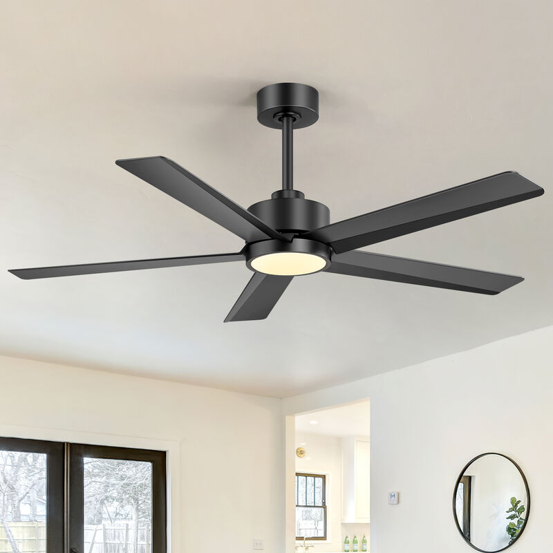 Breezary 52" LED Ceiling Fan with Light, 5 Blade, 6 Speed, Reversible, Quiet Downrod Mount, Remote Control image number 9