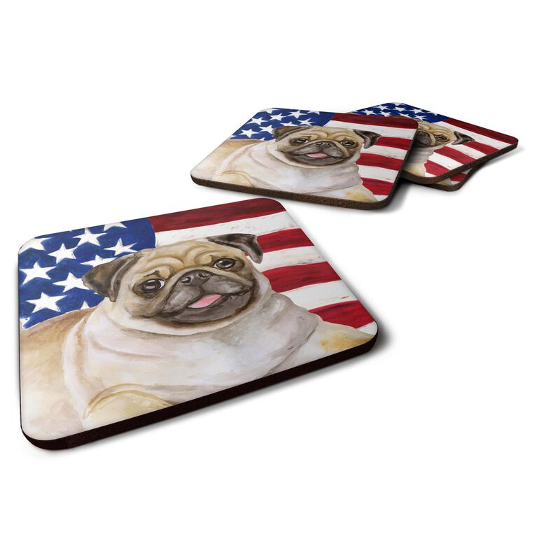 Caroline's Treasures Fawn Pug Patriotic Decorative coasters, Multicolor