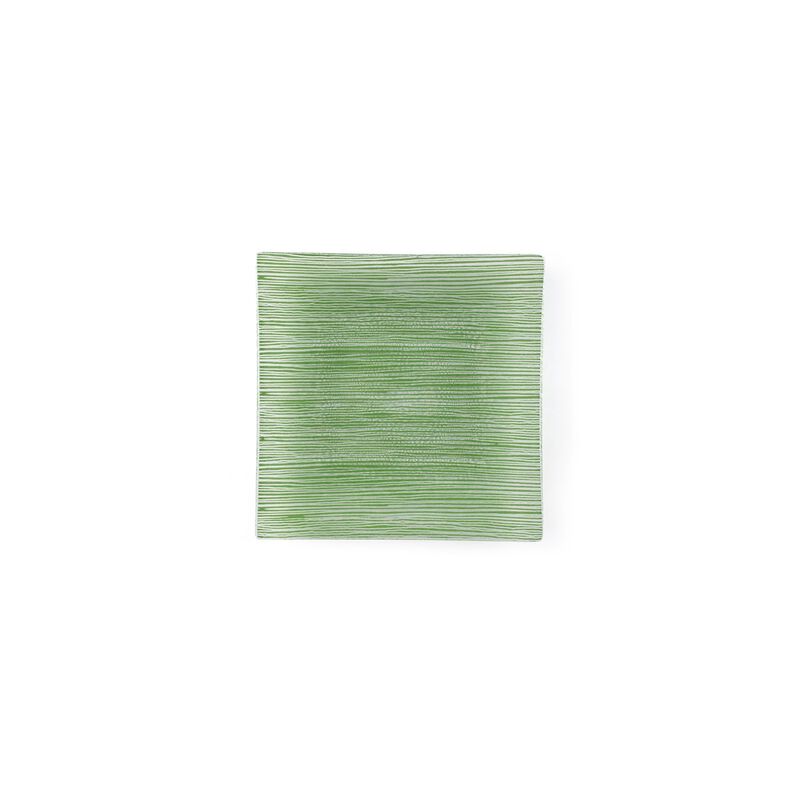 Glass Dinnerware 7.75" x 7.75" Square Green Glass Plate (Set of 2)