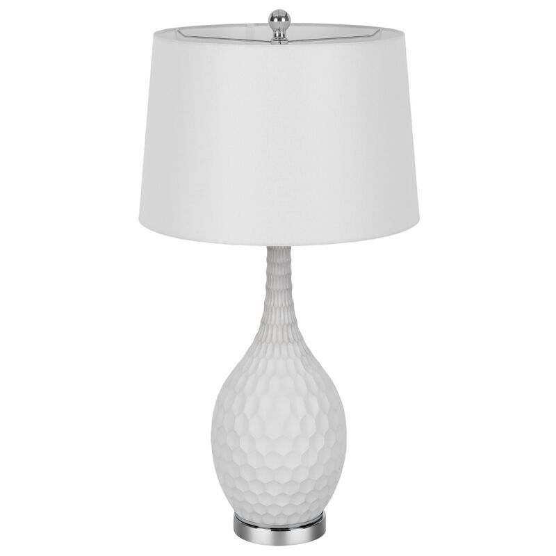 Table Lamp Set of 2, Sculpted Slim Neck Glass Base, Off White Shade image number 4