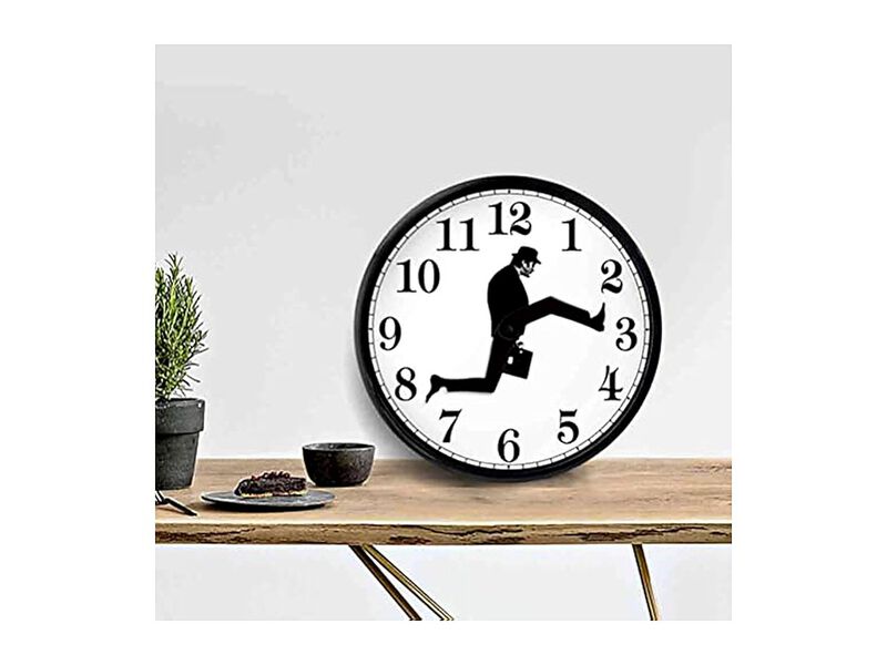 Glass Ministry Silly Walks Shape Hotel Wall Clock Silent Living Room Decor image number 3