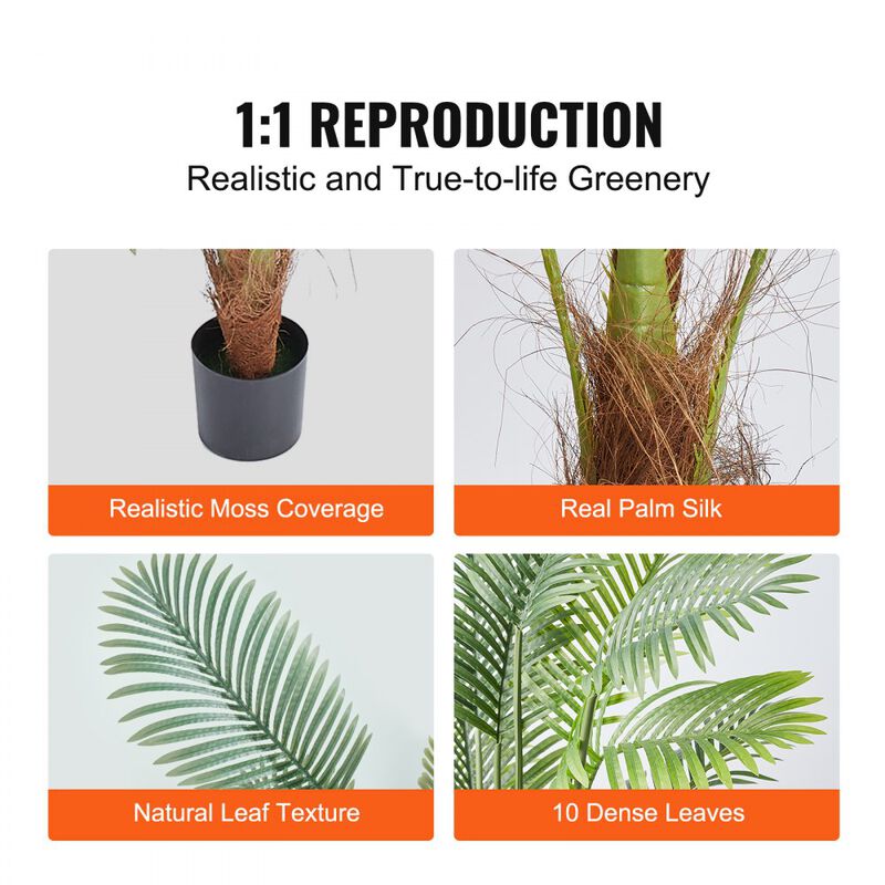 Set of 2 Faux Palm Tree Low-Maintenance Plant with Tilt Protection for Home and Office- image number 5