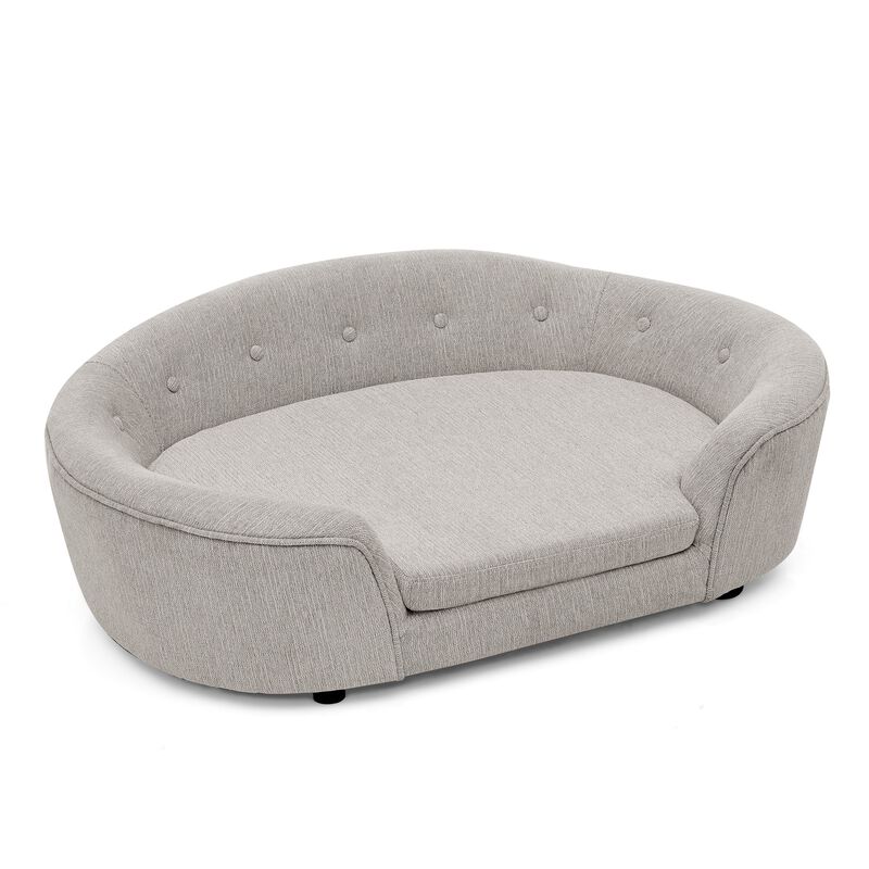 Modern Dog Bed Pet Sofa Oval Semi-Enclosed Dog Sofa Linen Soft Pet Couch image number 0