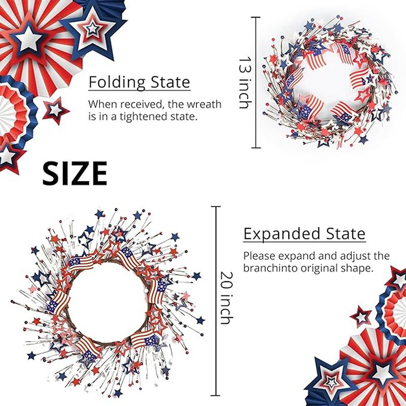Independence Day American Flag Wreath for Front Door - Decor image number 2
