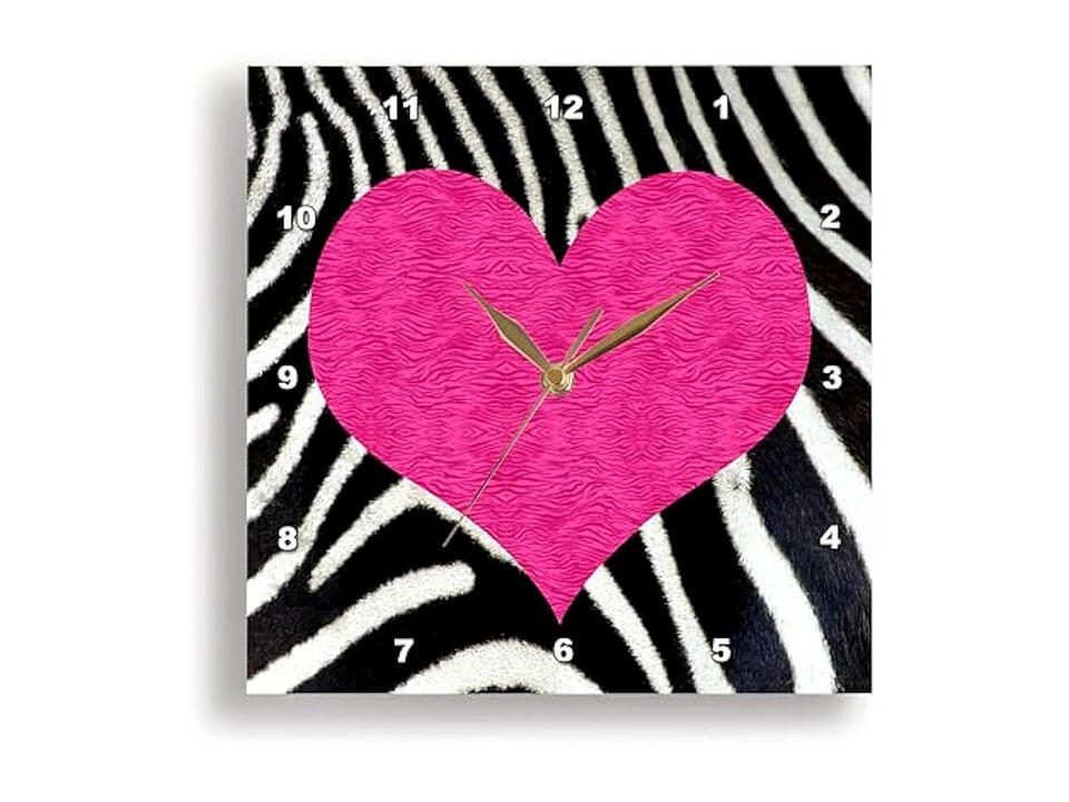 Punk Rockabilly Zebra Animal Stripe Pink Wall Clock 13 Inch Home Decor