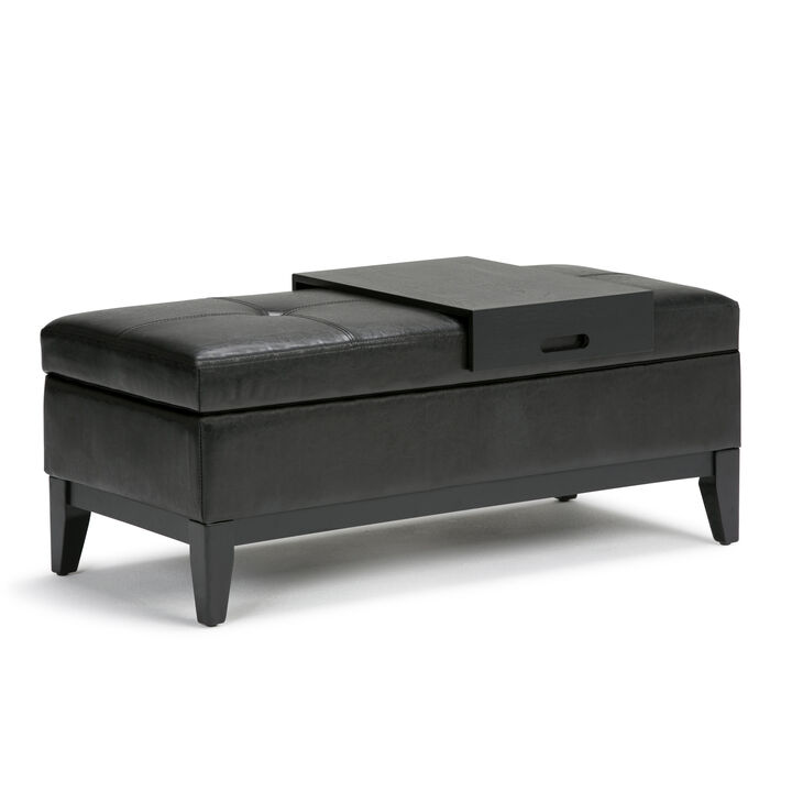 Simpli Home Oregon Storage Ottoman Bench with Tray