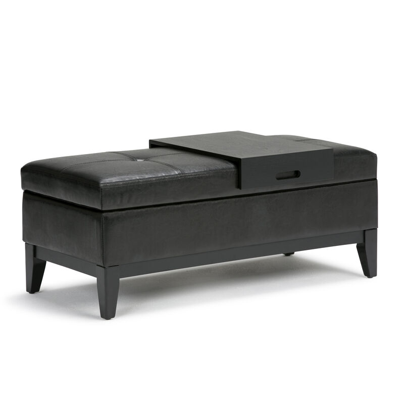 Simpli Home Oregon Storage Ottoman Bench with Tray image number 0