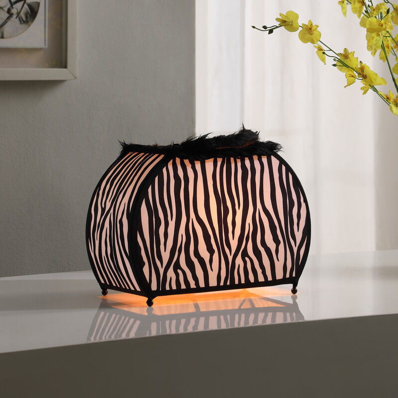 Hivvago 12" Black And White Funky Zebra Pattern Novelty Table Lamp