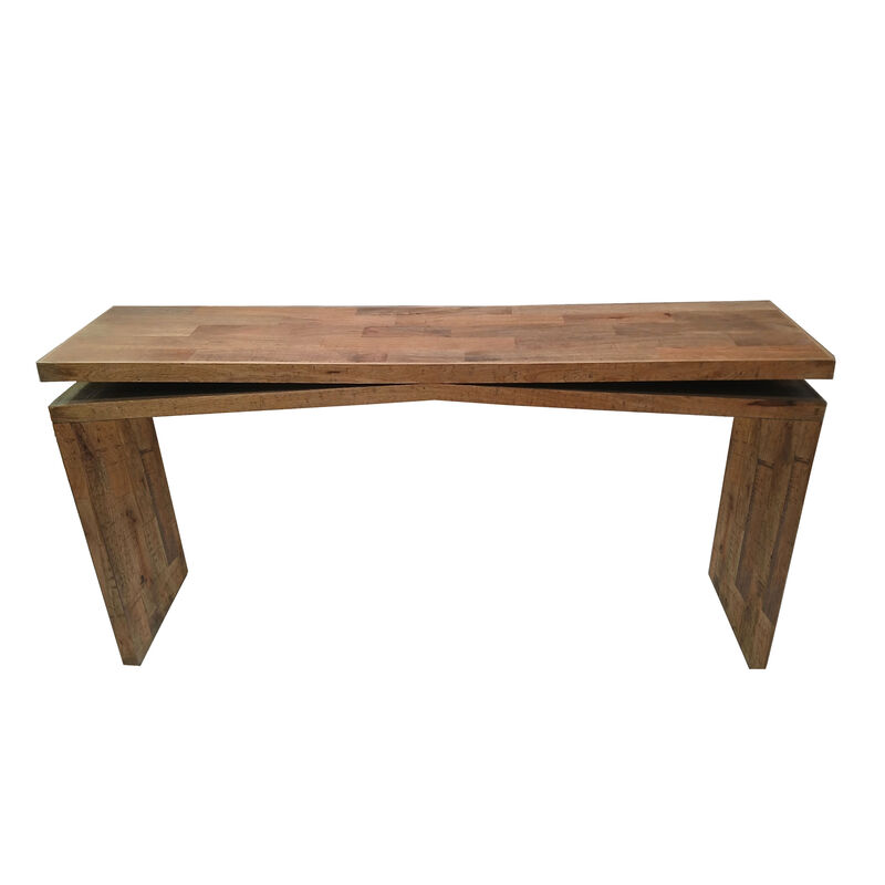 Keri Console Table, 60 inch Solid Mango Wood Slab Top, Handcrafted Rustic Natural Brown, Organic Design image number 0