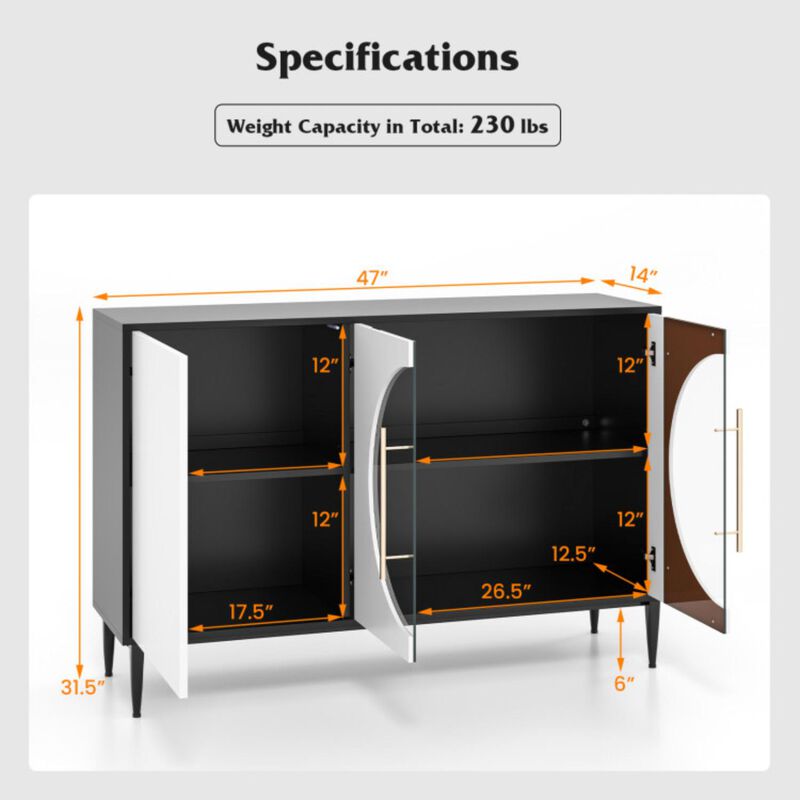 Hivvago Sideboard Cabinet with Tempered Glass Door for Living Room Dining Room Kitchen