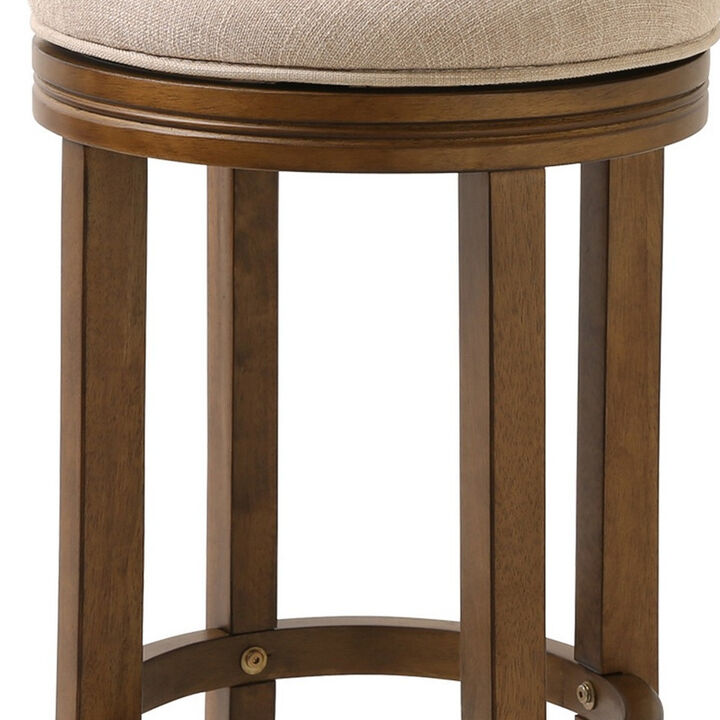 Swivel Counter Height Stool with Backless Solid Wood Seat, Ideal for Kitchen Counters