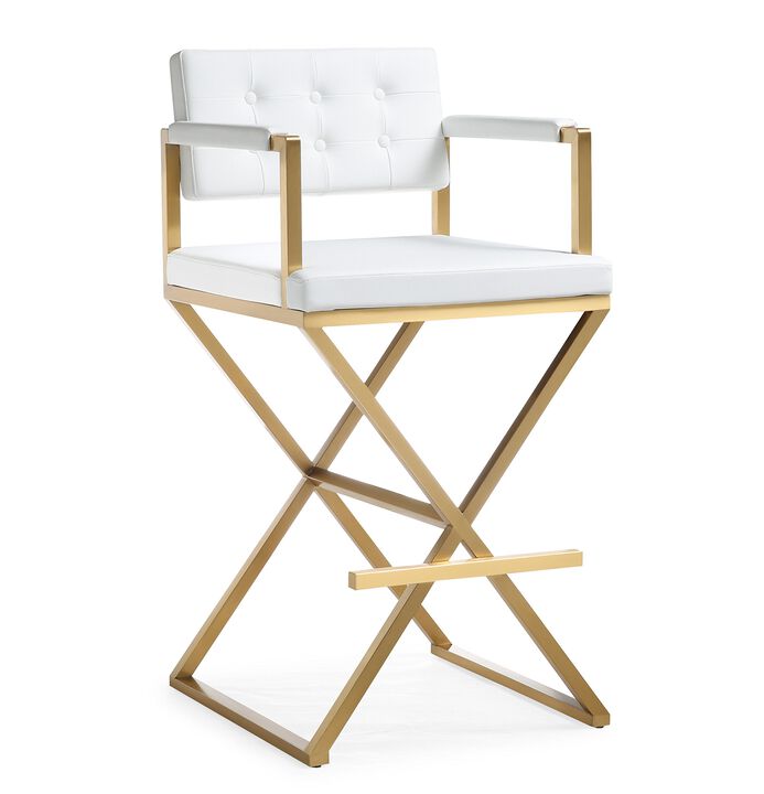 Casafoyer Director White Gold Steel Barstool