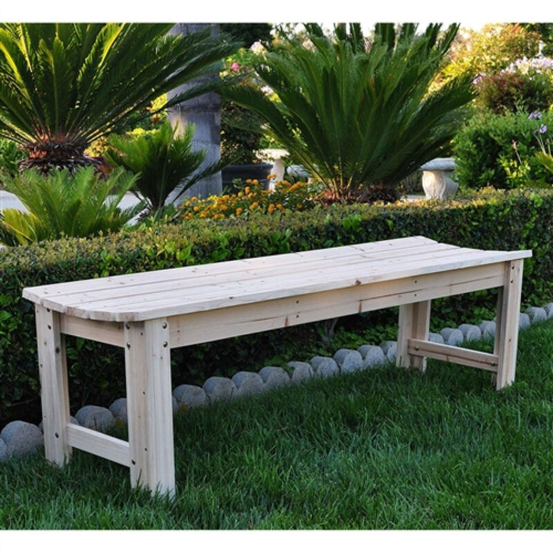 Sturdy Cedar Wood Backless Garden Bench for Deck or Lawn