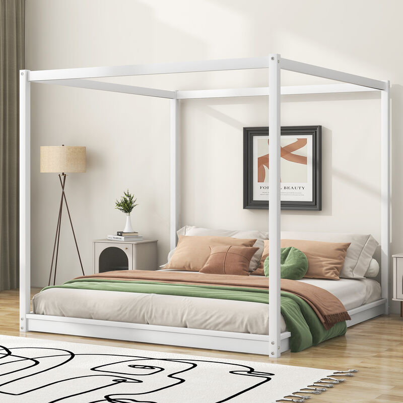 Merax King Size Canopy Platform Bed with Support Legs