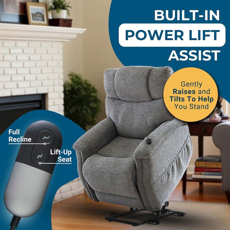 Power Lift Recliner Chair for Elderly - Electric Powered Recliner with Zero Gravity, 360 lbs Capacity, Extended Leg Support, USB, Supportive Design for Seniors, Dark Gray