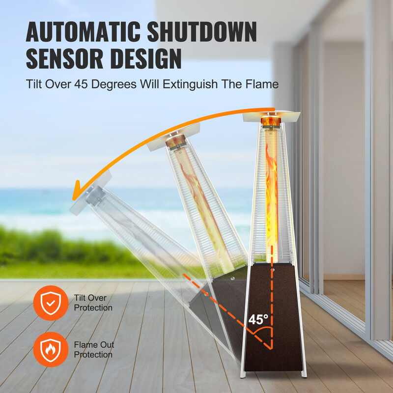 Tall Pyramid Propane Heater &ndash; Outdoor Gas Heater with Wheels for Patio, Terrace, and Garden