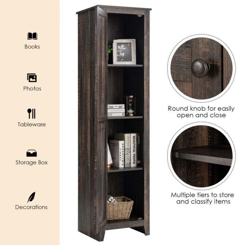 Hivvago Linen Tower Bathroom Storage Cabinet Tall Slim Side Organizer with Shelf