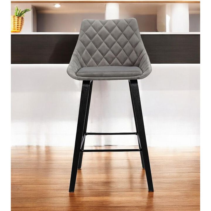 Hivvago 26 Inch Gray And Black Iron Counter Height Bar Chair