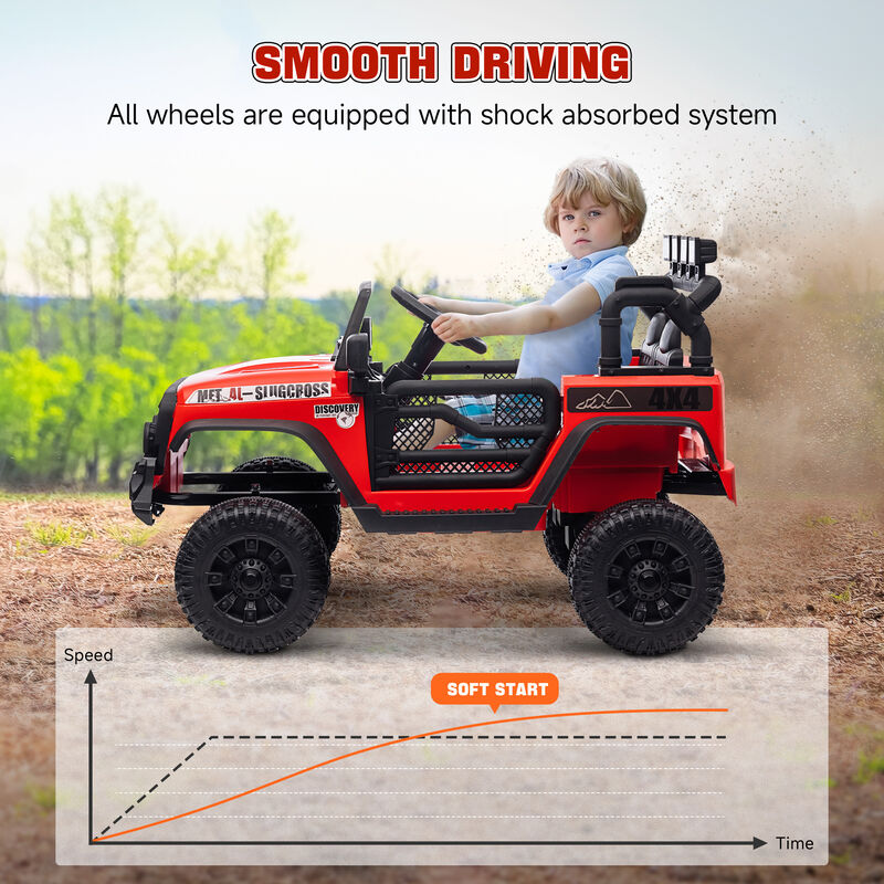 BreeBe 12V Battery Powered Ride on Car, Ride on Truck w/ Remote, 4 Suspension Wheels, Music Horn Lights image number 4