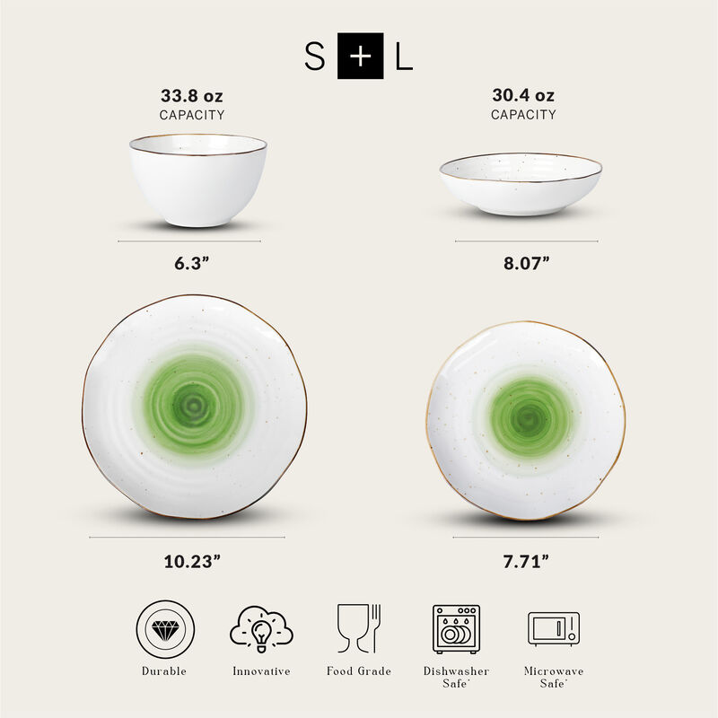 Christian Siriano Luma Porcelain 16 Piece Dinnerware Set