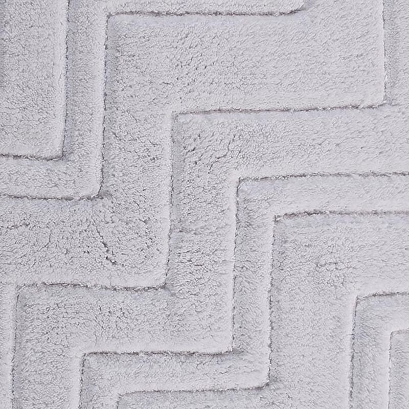 Zig Zag Pattern Cotton Non-Skid Back Bath Rug 24" x 40" White by Castle Hill London