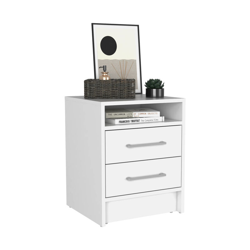 DEPOT E-SHOP Leyva Nightstand, Two Drawers, Superior Top, White image number 6