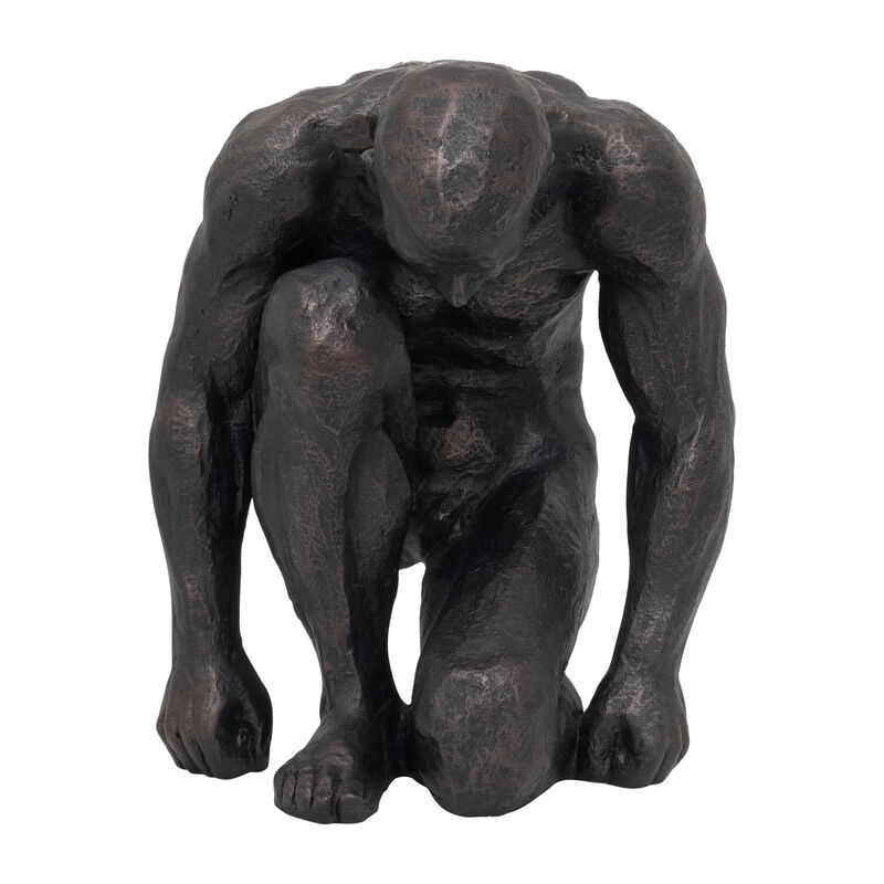 Resin 16"H Kneeling Man, Black image number 2