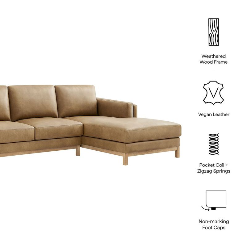 Roscoe Right-Facing Vegan Leather Sectional Sofa with Chaise image number 1