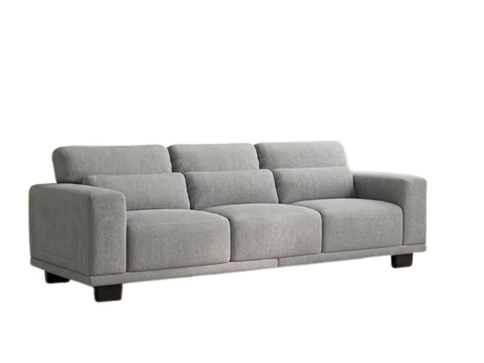 Sofa Couch &ndash; 89" Light Grey Linen 3‑Seater with Deep Seats, Modern Upholstered Design