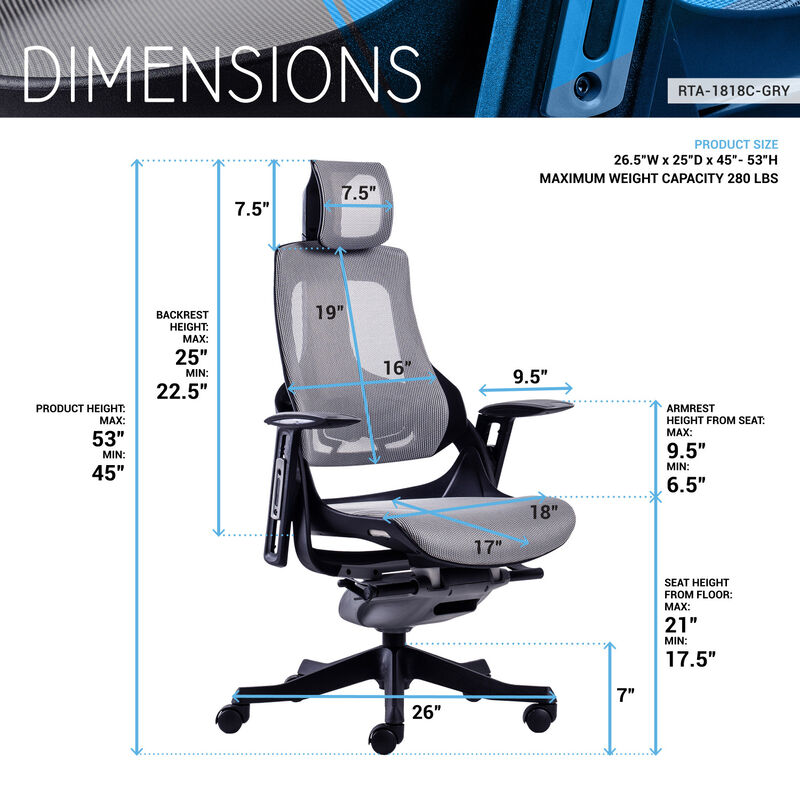 Streamdale Lux Ergonomic Executive Chair, Grey image number 9