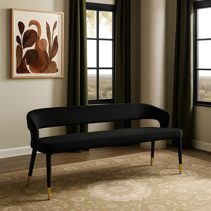 Meridian Furniture Destiny Black Velvet Bench image number 1