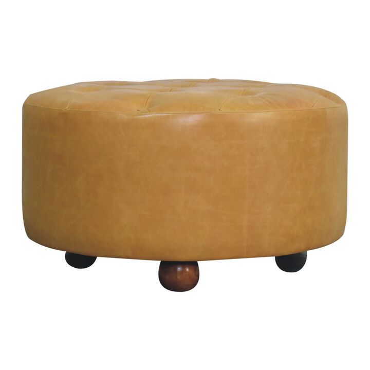 Artisan Furniture Solid Wood Amber Oak Leather Coffee Table , Brown