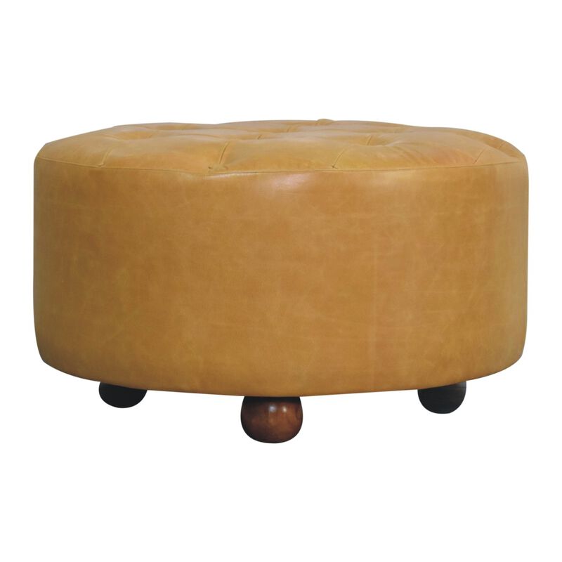 Artisan Furniture Solid Wood Amber Oak Leather Coffee Table , Brown image number 0