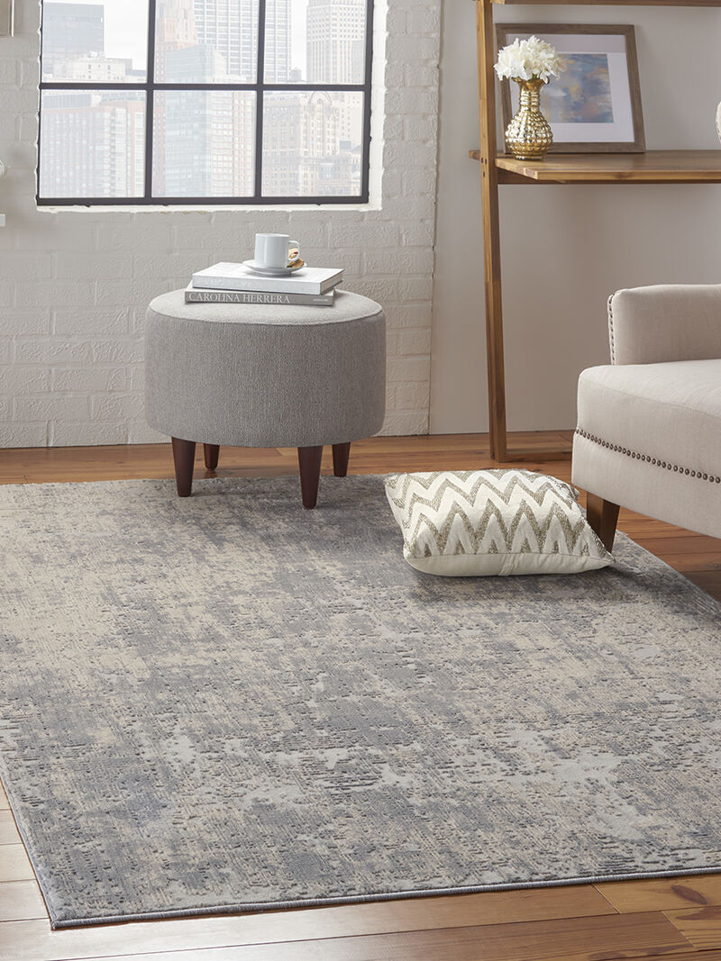 Rustic Textures RUS01 Ivory/Silver 7&rsquo;10&rdquo; x Round Rug