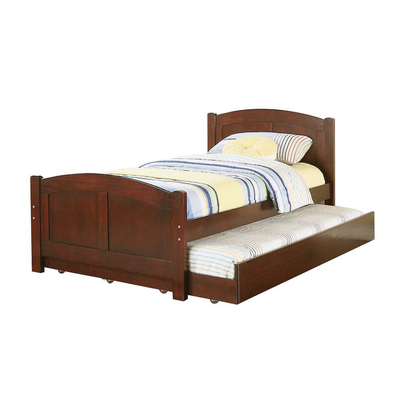 Twin Size Wood Bed With Trundle in Dark Cherry image number 4