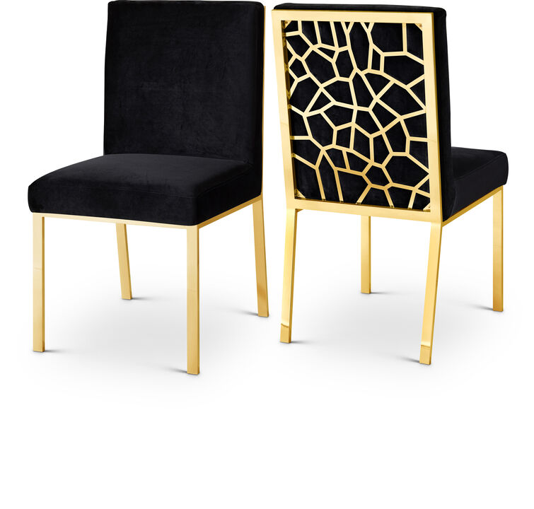 Meridian Furniture Opal Black Velvet Dining Chair, Set of 2