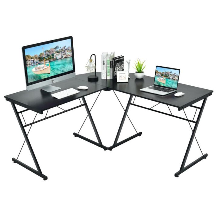Hivvago 59 Inches L-Shaped Corner Desk Computer Table for Home Office Study Workstation
