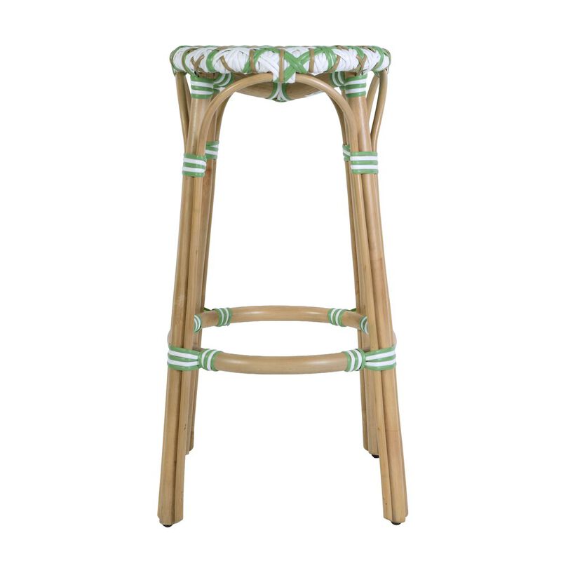 Butler Specialty Ballito 30 in. Seat Height Oval Rattan Bar Stool with Footrest, Yellow and Brown image number 5