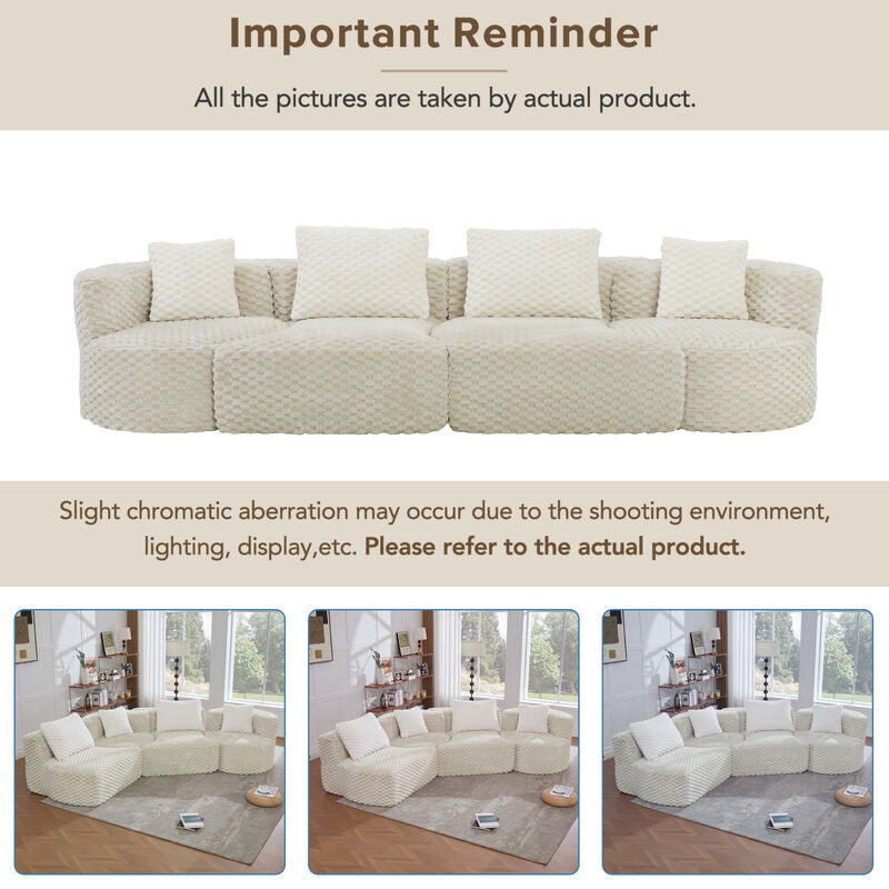 Merax Modular Sofa with Deep Seating & Bubble Velvet Upholstery &ndash; Freely Configurable Sections image number 5
