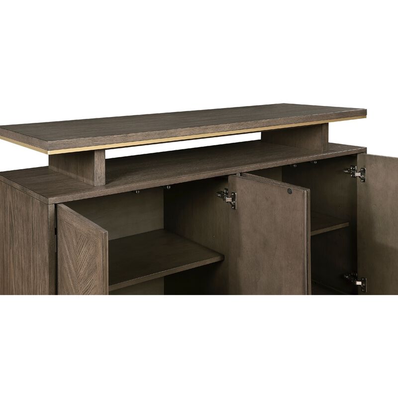 Greta Sideboard Buffet Console 2 Cabinets, Floating Top, Gold, Brown