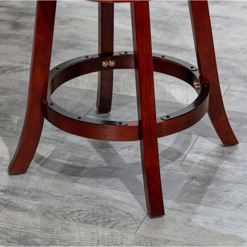Streamdale 30'' Bar Height X-Back Swivel Stool, Cherry Finish, Beige Fabric Seat image number 8