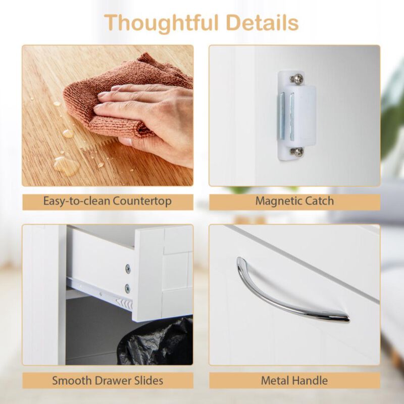 Hivvago Kitchen Tilt Out Trash Cabinet with 2 Drawers and Adjustable Shelf